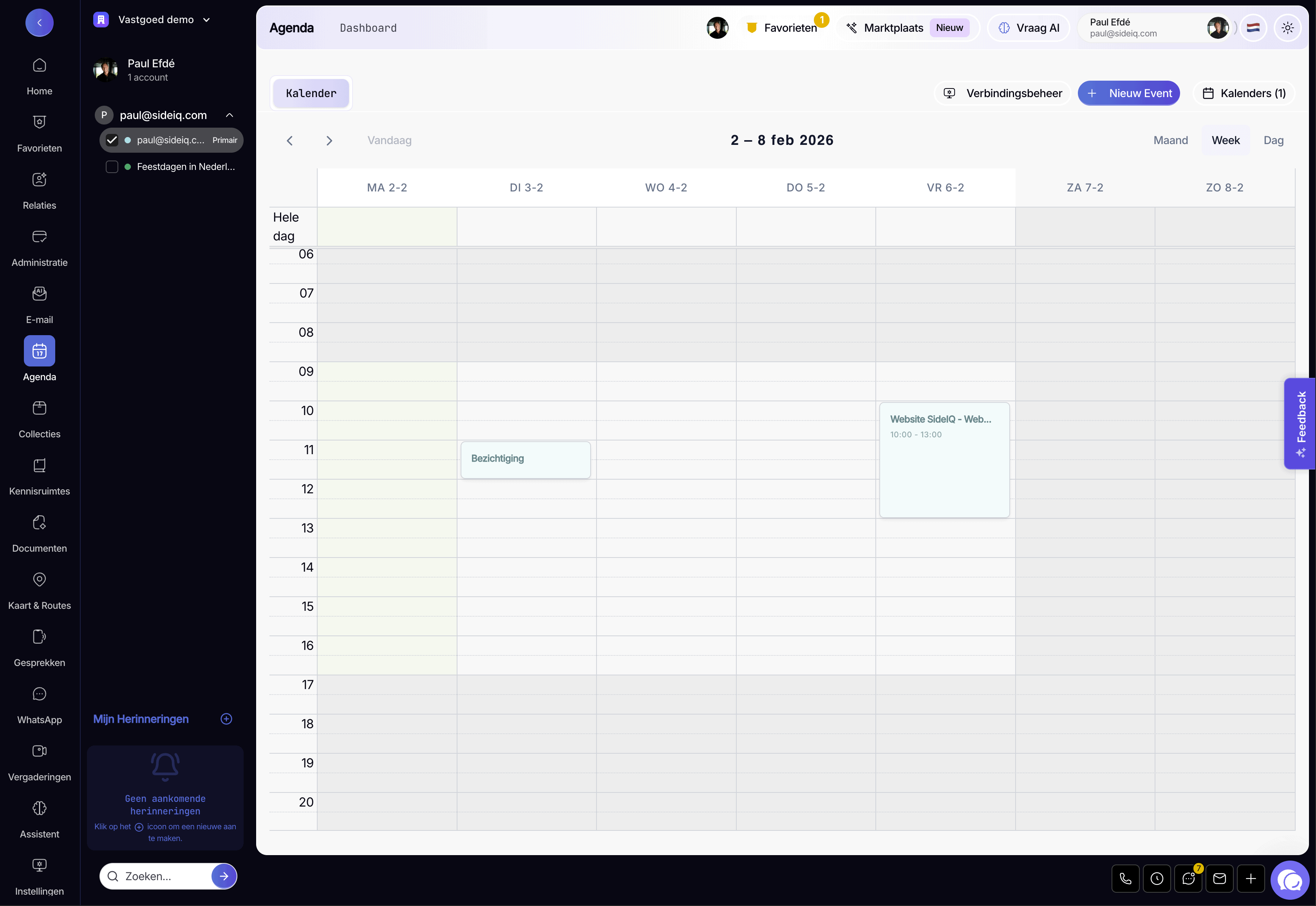 SideIQ Applicatie Screenshot